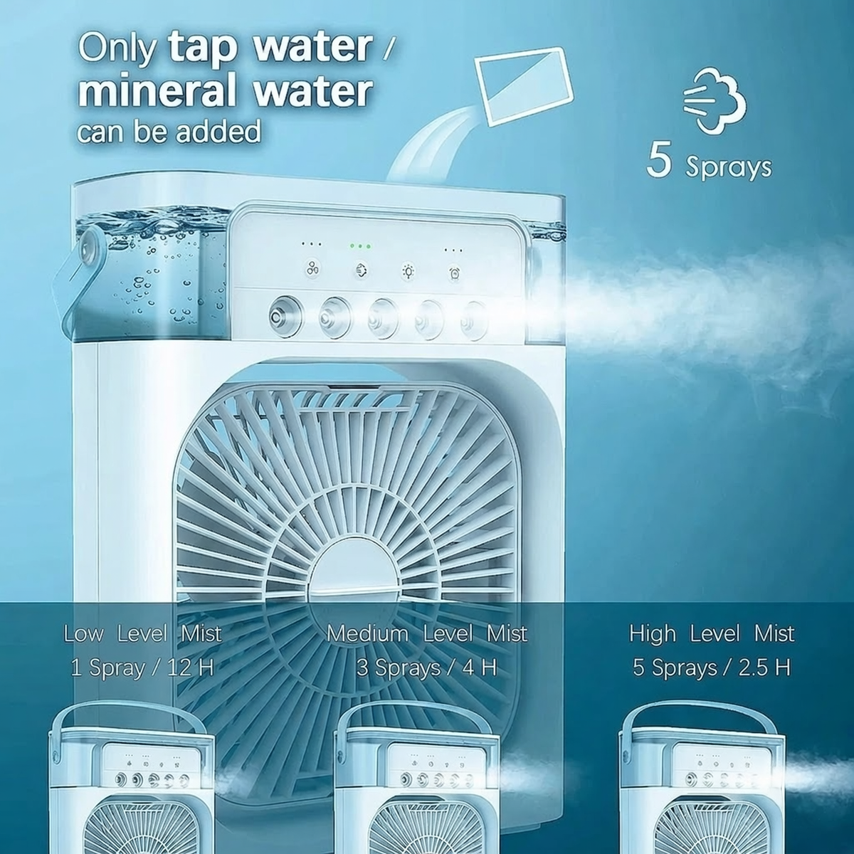 Portable Air Cooler Fan with 7-Color Light – Personal AC Fan