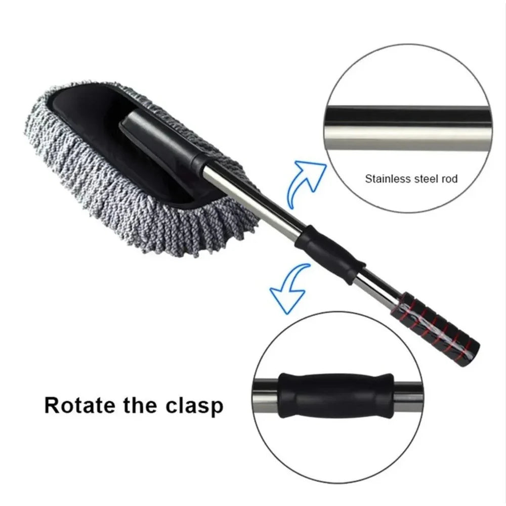 Car Duster Long Retractable Microfiber Wash Brush for Interior Cleaning